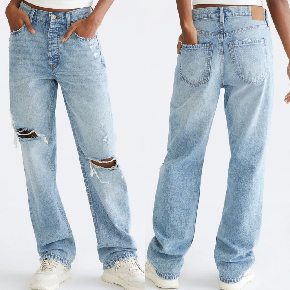 Aeropostale High Rise Baggy Jeans - Light Wash 90s Fit